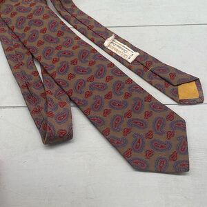 Christian Dior Silk Ties For Mens Brown Blue Red Regular Paisley Print USA Vinta